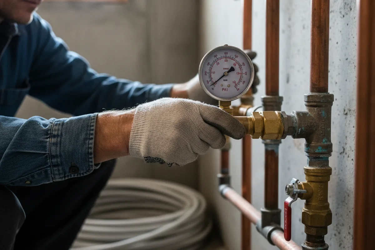 Pressure testing a repaired line during Water Line Repair in Clarkson